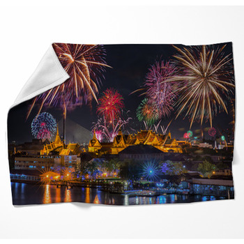 Grand Palace View From Wat Arun Woven Throw Blanket