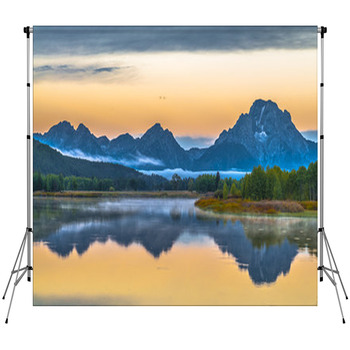Grand Teton Reflection At Sunrise Custom Size Backdrop