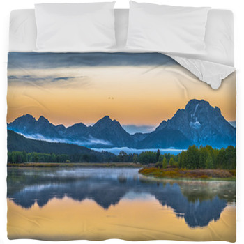Grand Teton Reflection At Sunrise Fleece Bed Blanket