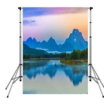 Grand Teton Reflection At Sunrise Pole Pocket Backdrop