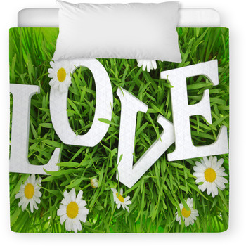 Grass With Flowers And White Text Toddler Comforter