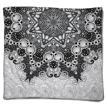 Gray Floral Blankets