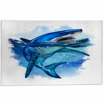 Great White Shark Watercolor Drawing Area Rug