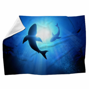 Great White Sharks Fleece Blanket