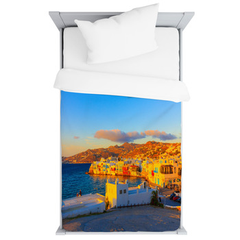 Greece Mykonos, Sunset On Little Venice Toddler Duvet