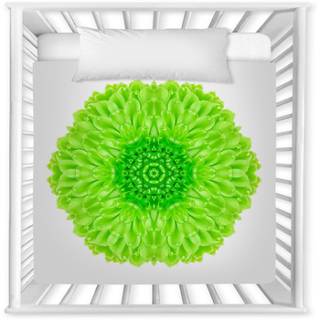 Green Concentric Flower Isolated On  Baby Crib Comforter