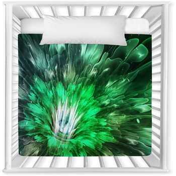 Green Futuristic Flower Baby Crib Comforter