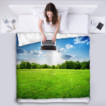 Green Grass And Trees Fleece Blanket