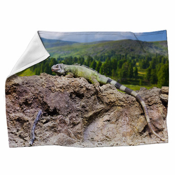 Green Iguana Fleece Blanket