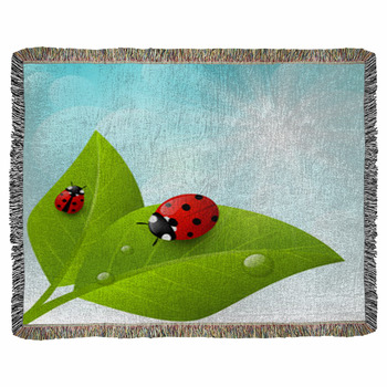 Green Leaves On Sunny Background Woven Throw Blanket