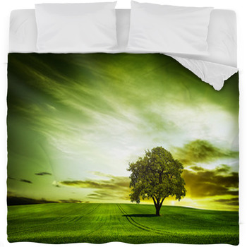 Green Nature Fleece Bed Blanket