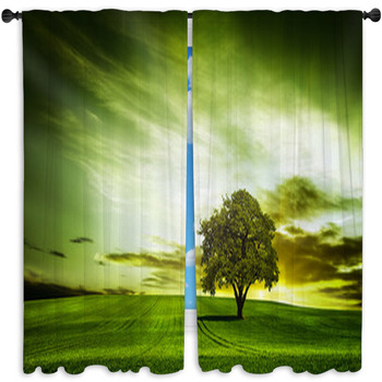 Green Nature Standard Size Window Curtains