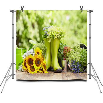 Greenery Outdoor Gardening Tools Fleece Backdrop