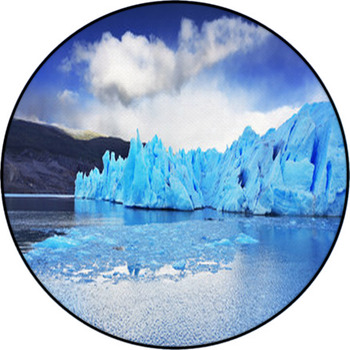 Grey Glacier Moves Down The Water Round Rug