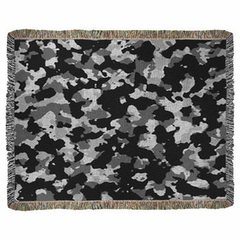 Grey Tone Camouflage Background Woven Throw Blanket
