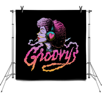 Groovy Afro Music Creative Illustration Fleece Backdrop