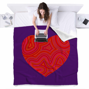Groovy Heart Fleece Bed Blanket