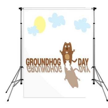 Groundhog Day. Funny Animal Hand Pole Pocket Backdrop
