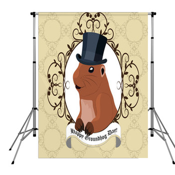 Groundhog Day Greeting Card With Pole Pocket Backdrop