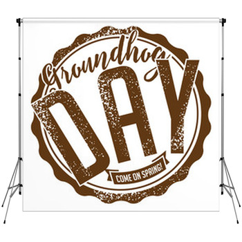 Groundhog Day Rubber Stamp Design. EPS Fleece Backdrop