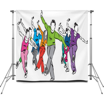 Group Of Dancers Fitness Custom Size Backdrop