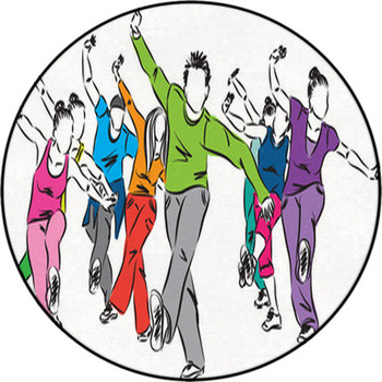 Group Of Dancers Fitness Illustration 2 Round Rug