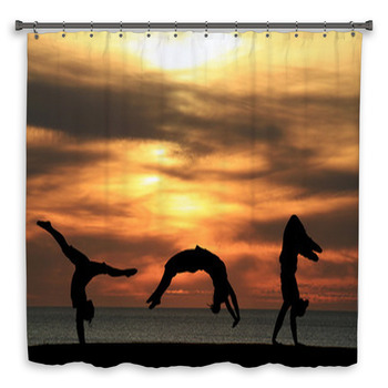 Group Of Gymnasts Tumbling In  Custom Size Shower Curtain