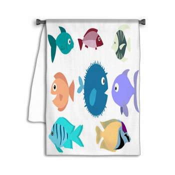 Group Of Hand Drawn Tropical Fish Isolated On Towel