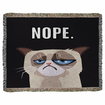 Grumpy Cat Vector Woven Throw Blanket
