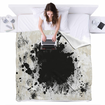 Grunge Background With Halftone Fleece Bed Blanket