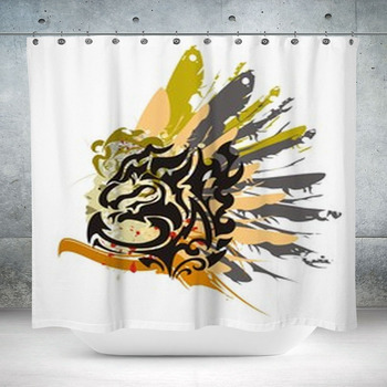 Grunge Black Dragon Symbol Custom Size Shower Curtain