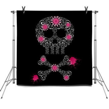 Grunge Emo  Background With Skull And Fleece Backdrop