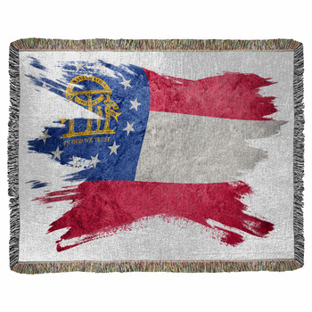Grunge Georgia State Flag Georgia Woven Throw Blanket