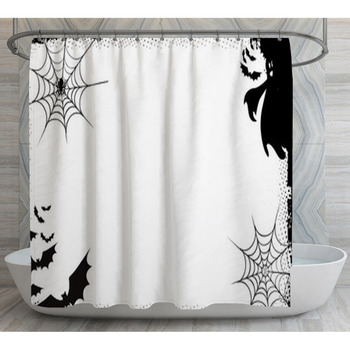 Grunge Halloween Background With Bats And  Shower Curtain