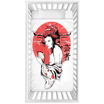 Grunge Japanese Sun Geisha Woman  Baby Crib Comforter