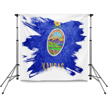 Grunge Kansas State Flag Kansas Pole Pocket Backdrop