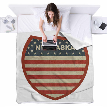 Grunge Nebraska American Interstate Fleece Bed Blanket