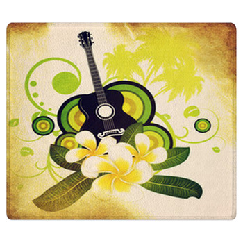 Grunge Plumeria Flowers And Guitar Area Rug