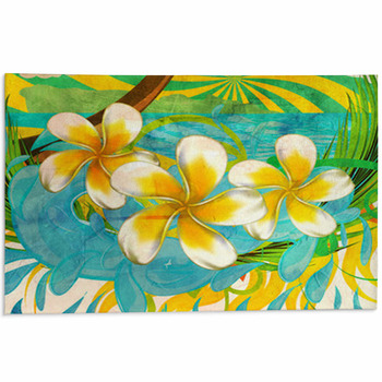 Grunge Plumeria Flowers Area Rug