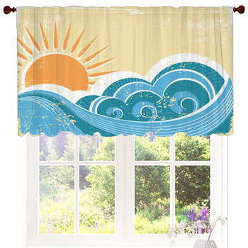 Grunge Sea Waves Vintage Vector Custom Size Valance