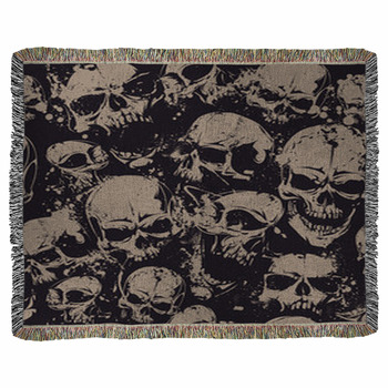 Grunge Skulls Seamless Woven Throw Blanket