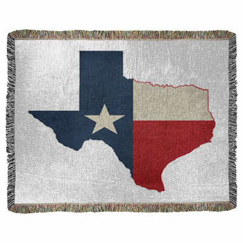 Grunge State Of Texas Flag Map Woven Throw Blanket