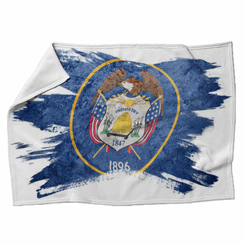 Grunge Utah State Flag Utah Flag Brush Fleece Blanket