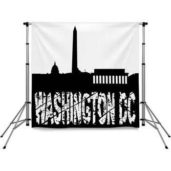 Grunge Washington Dc With Skyline Pole Pocket Backdrop