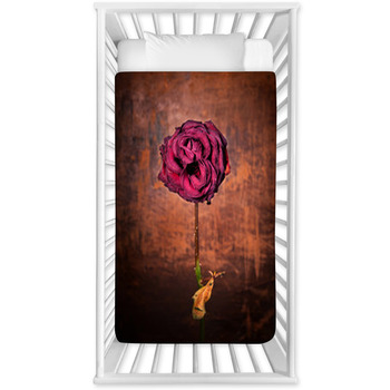 Grunge Wilted Rose Over Old Leather  Baby Crib Comforter