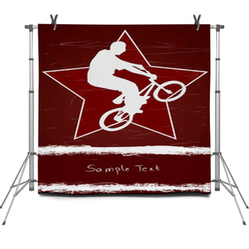 Guy On A Bmx And Red Star Fleece Backdrop