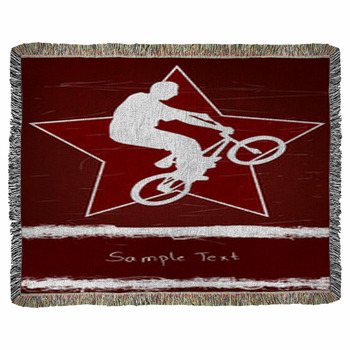 Guy On A Bmx And Red Star Woven Throw Blanket