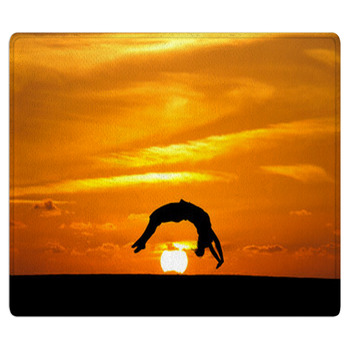 Gymnast In Sunset Doing A Back Handspring Bath Mat
