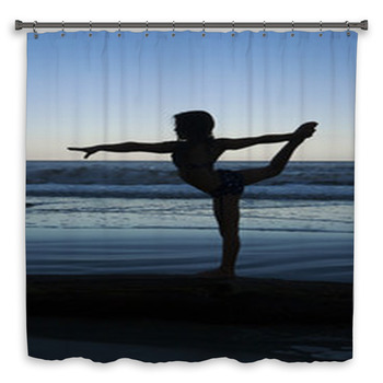 Gymnast Silhouette On Beach Shower Curtain