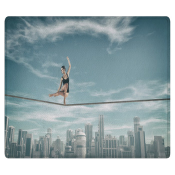 Gymnast Tightrope Above City Bath Mat